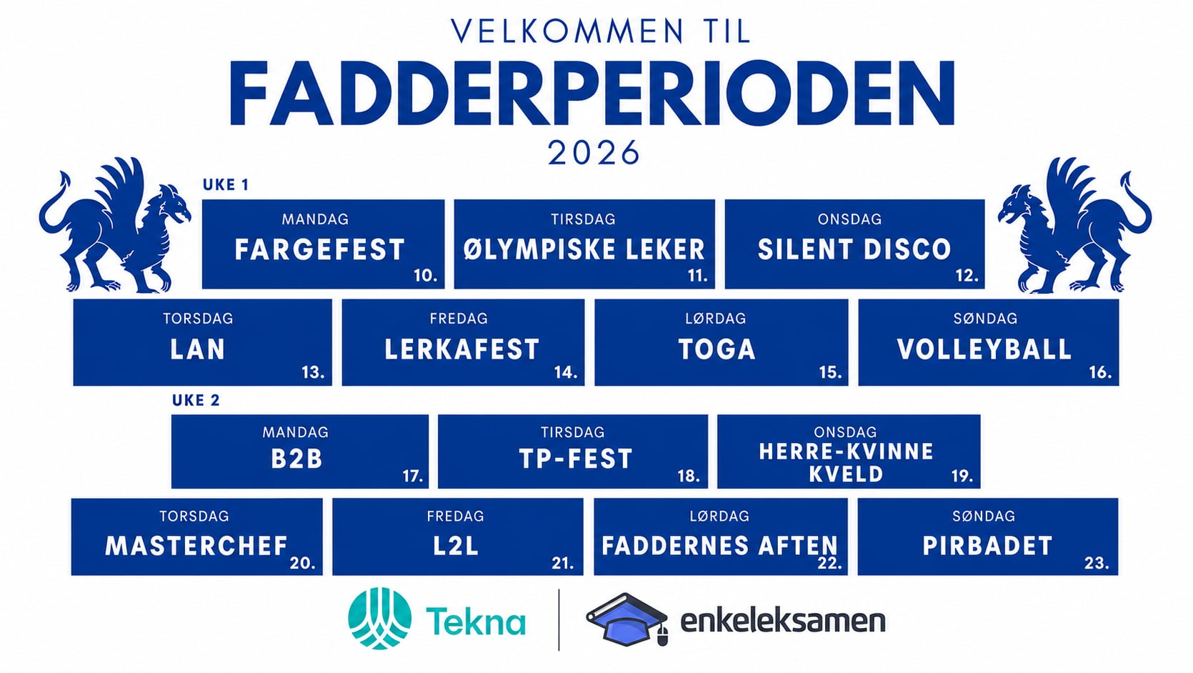 Bilde over opplegget i fadderperioden